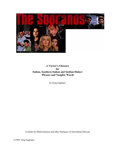 2024 The Sopranos: A Viewer's Glossary. - kritzling.de